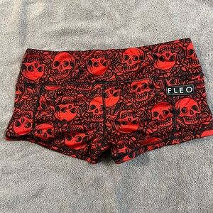 Red and black skulls Fleo shorts. Size Large.